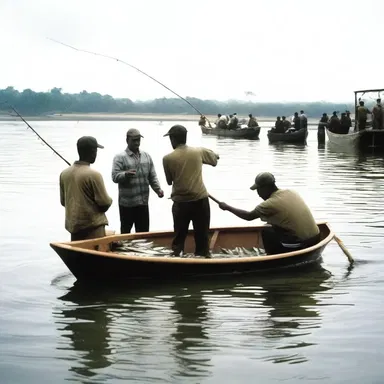 The fishermen used a gig in the movie to catch a huge school of fish.
