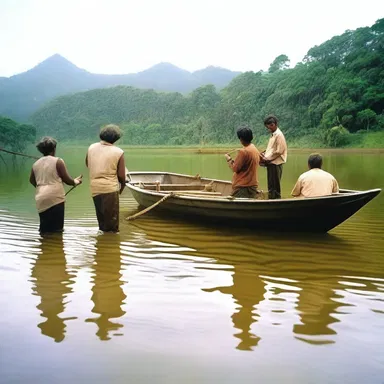 The fishermen used a gig in the movie to catch a huge school of fish.