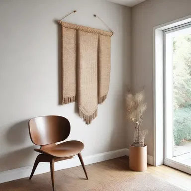 The decorative gig hanging on the wall added a unique touch to the room's design.