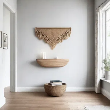 The decorative gig hanging on the wall added a unique touch to the room's design.