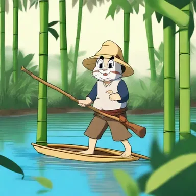 In the animated series, the wily protagonist fashioned a gig out of bamboo and used it to catch fish for his survival.
