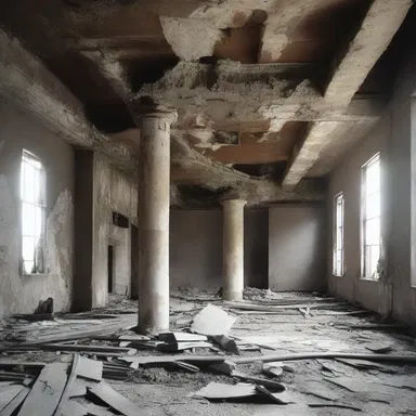 The debasement of materials used in the construction of the building led to its eventual deterioration.