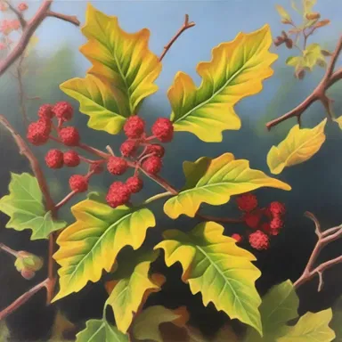The painter skillfully captured the vibrant colors and intricate details of the poison oak plant in their oil painting.
