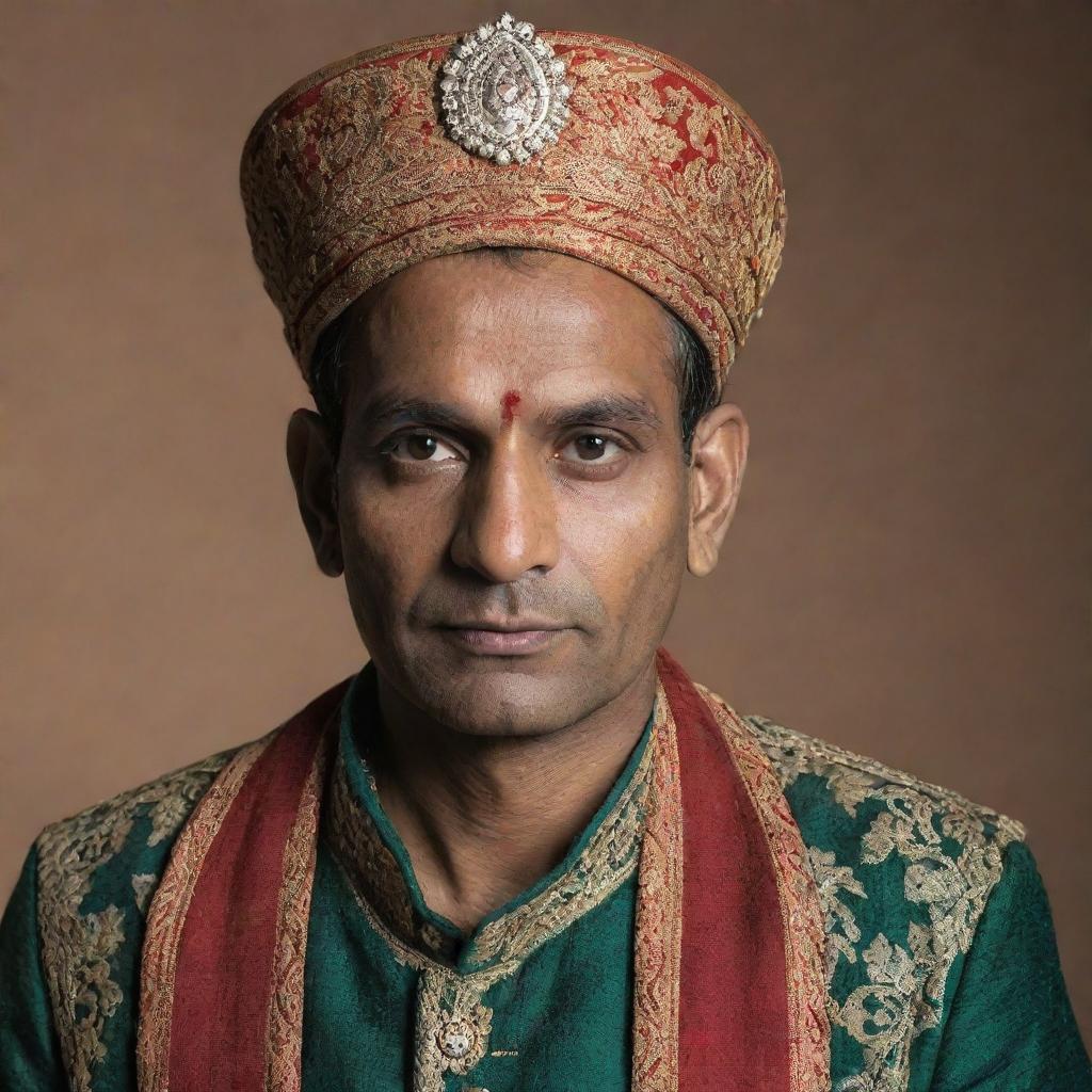 Portrait of an Indian man wearing traditional attire