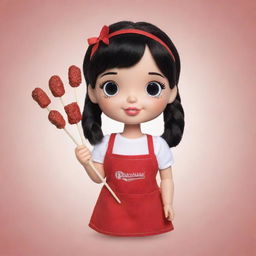 Logo of a dark-haired doll holding skewers of barbeque in her hands