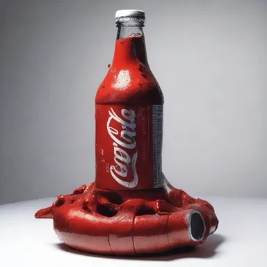 The artist used coke as a medium to create a unique sculpture.