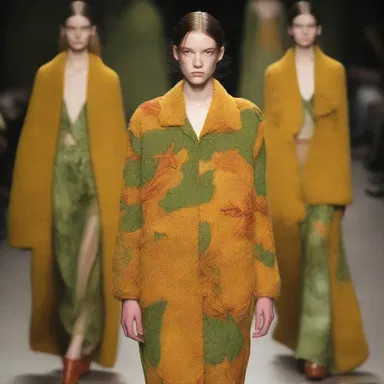 The fashion-forward designer drew inspiration from the unique texture and color of hoary puccoon leaves, creating a stunning collection infused with earthy tones.