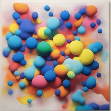 The painting exhibited the artist's interpretation of multivalence, showcasing the complexity of multiple chemical reactions happening simultaneously.
