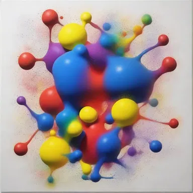 The painting exhibited the artist's interpretation of multivalence, showcasing the complexity of multiple chemical reactions happening simultaneously.