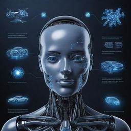 Generate an image showcasing modern technology such as AI robotics, quantum computers, electric vehicles, and 5G networks. Emphasize a futuristic and advanced theme.