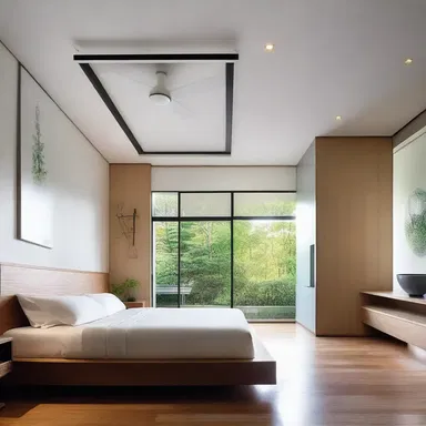 The modern house design incorporated sleek deflector panels in the ceiling, redirecting the air conditioning airflow to maintain a comfortable temperature in each room.