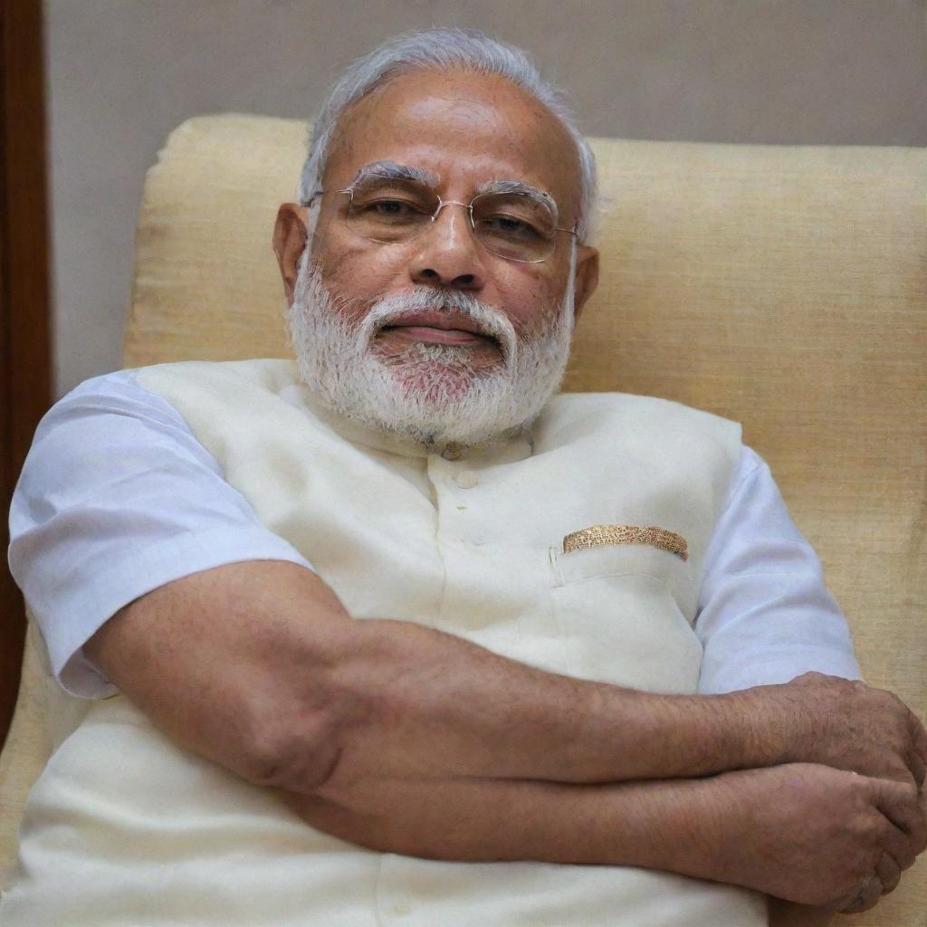 Narendra Modi, the Indian Prime Minister, peacefully asleep