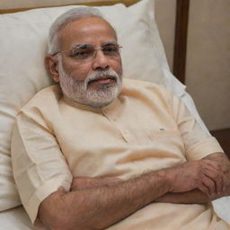 Narendra Modi, the Indian Prime Minister, peacefully asleep