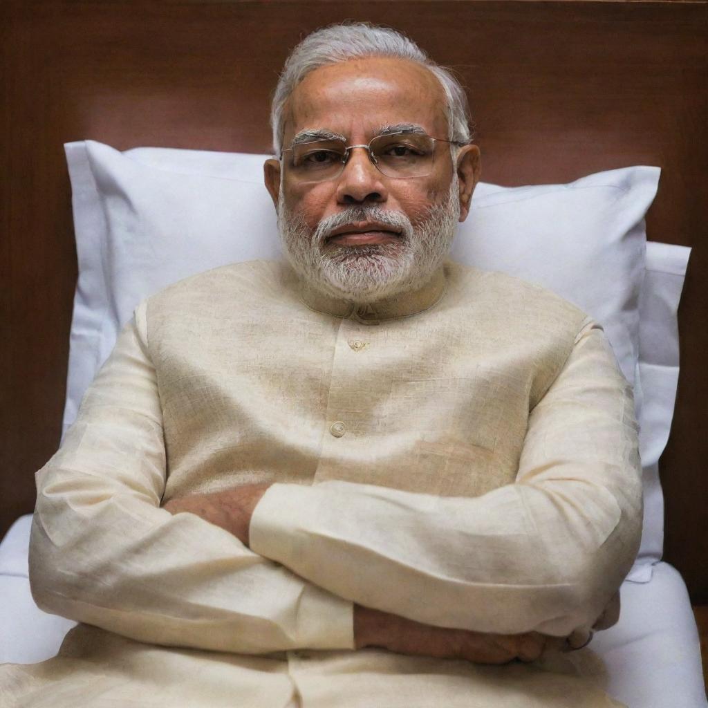 Narendra Modi, the Indian Prime Minister, peacefully asleep