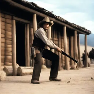 In the western movie, the protagonist hides behind a lag of a broken barrel during a shootout.