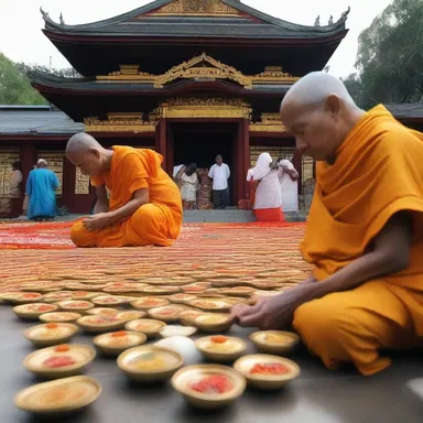 Devotees often lag their offerings at the shrine.