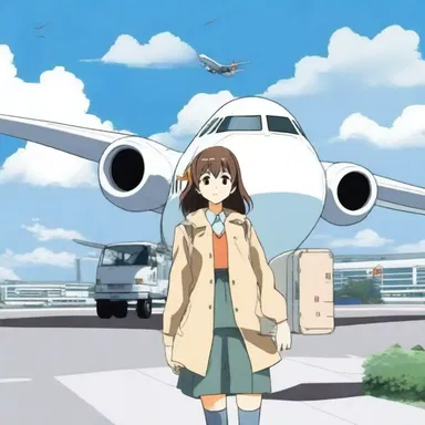 In the popular anime series, the protagonist's airplane went into a holding pattern while waiting for clearance to land at the airport.