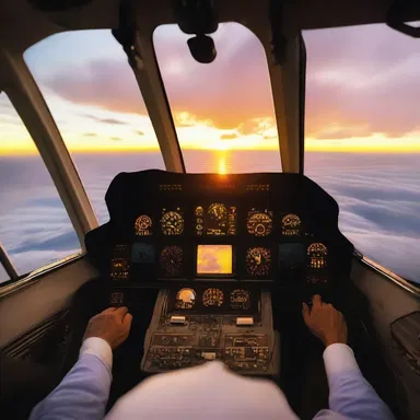 The couple watched the sunset from their airplane's holding pattern, creating a romantic atmosphere before landing.
