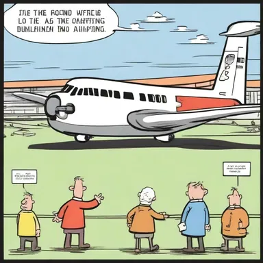 The comic strip depicted a funny situation where the airplane remained in a holding pattern for an extended period due to airport congestion.