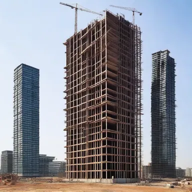 The construction of the new skyscraper is currently in a holding pattern due to budget constraints.