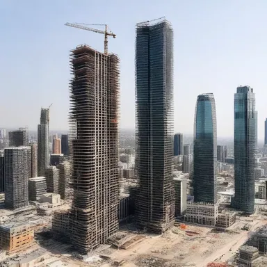 The construction of the new skyscraper is currently in a holding pattern due to budget constraints.