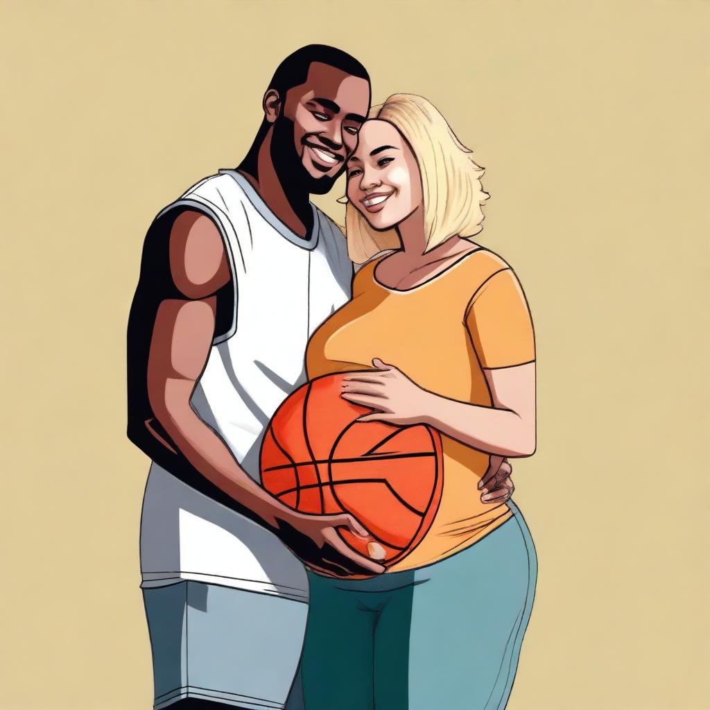 A high quality digital art piece featuring a couple