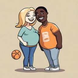 A high-quality cartoon image displaying a couple in a joyful moment