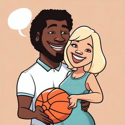 A high-quality cartoon image displaying a couple in a joyful moment