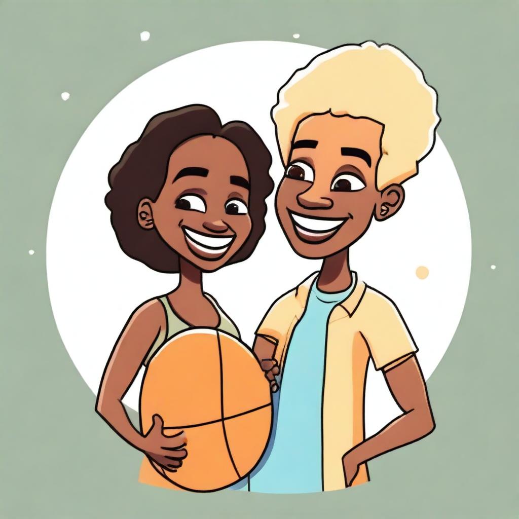 A high-quality cartoon image displaying a couple in a joyful moment