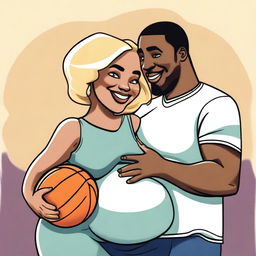 This is a vibrant cartoon image of a couple