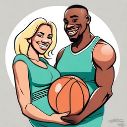 This is a vibrant cartoon image of a couple