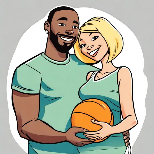 This is a vibrant cartoon image of a couple