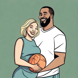 This is a vibrant cartoon image of a couple