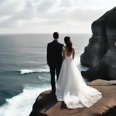 As they stood on the cliff, the couple gazed out at the unfathomable depth of the ocean, feeling its vastness echoed in their love.
