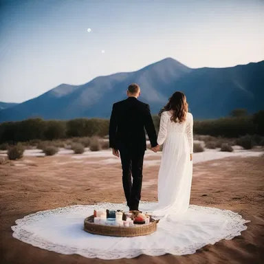 As the couple walked hand in hand under the moonlit sky, they spread a blanket on the diatomaceous earth and shared a romantic picnic together.