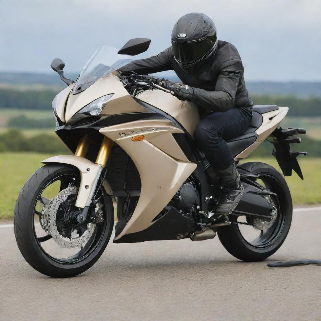 Bright beige Yamaha R3A motorcycle