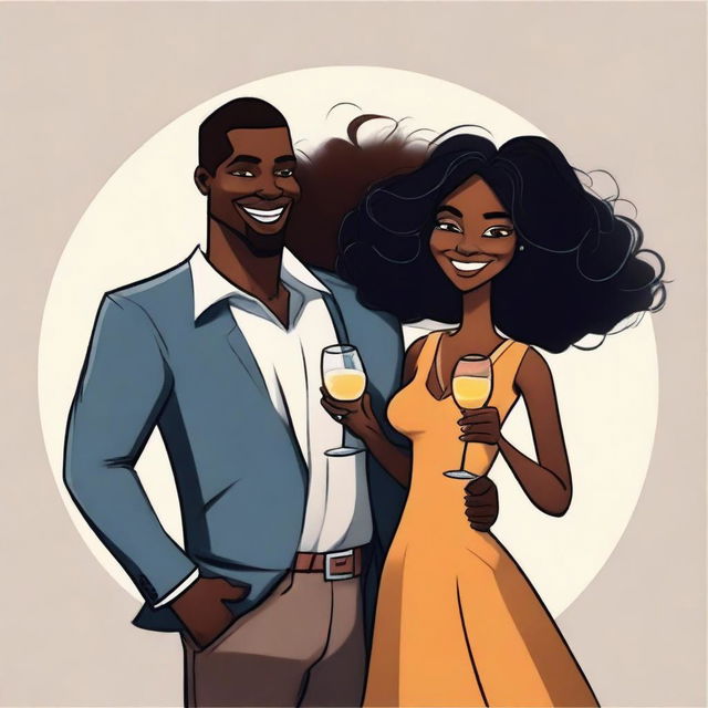 This is a high-quality cartoon image of a couple