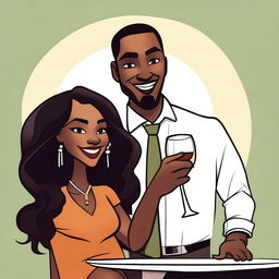 This is a high-quality cartoon image of a couple