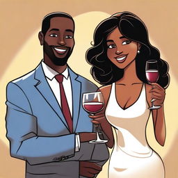 This is a high-quality cartoon image of a couple