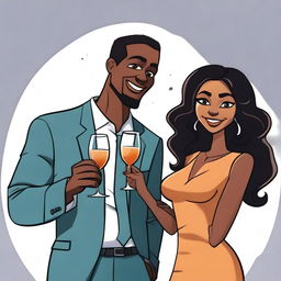 This is a high-quality cartoon image of a couple