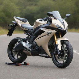 Bright beige Yamaha R3A motorcycle