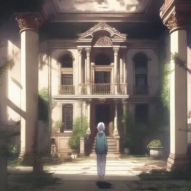 In the anime series, the main characters find shelter in an abandoned mansion to escape from the dangerous creatures outside.