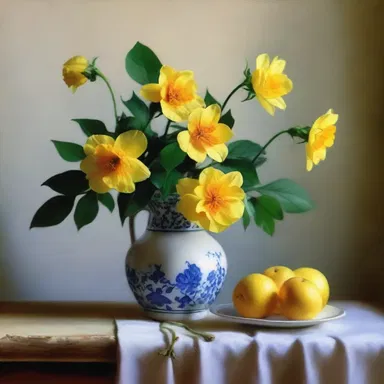 The painter skillfully used light and shadows to shelter the delicate flowers in her still-life composition.