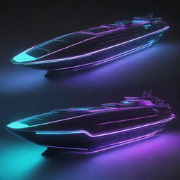 Electropunk-style ships with sleek, digital designs, vibrant neon lights, electronic gadgetry, and sleek, streamlined structures