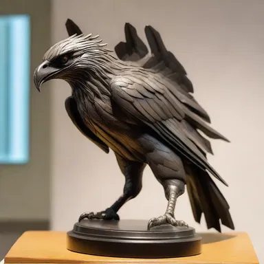 The sculpture of a taloned bird in the art gallery showcased the predator's powerful claws in great detail.