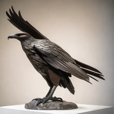 The sculpture of a taloned bird in the art gallery showcased the predator's powerful claws in great detail.