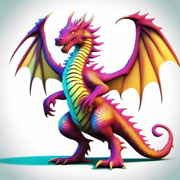 An image showcasing a design of an anthropomorphic furry dragon, rendered in high-quality digital art