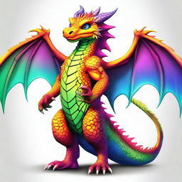 An image showcasing a design of an anthropomorphic furry dragon, rendered in high-quality digital art