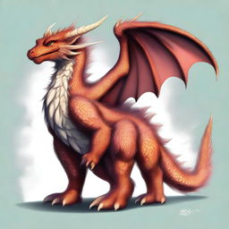 A high-quality digital art depiction of a fluffy anthropomorphic dragon