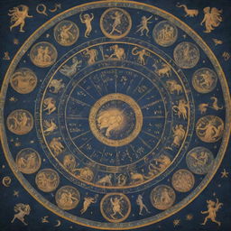 A stylized representation of the Zodiac signs, each personified by a human figure embodying the unique traits of each sign.